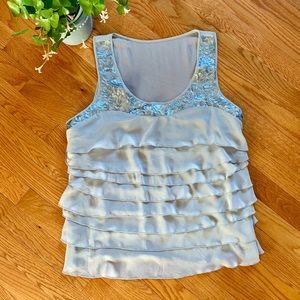 Express Gray Ruffled Tank